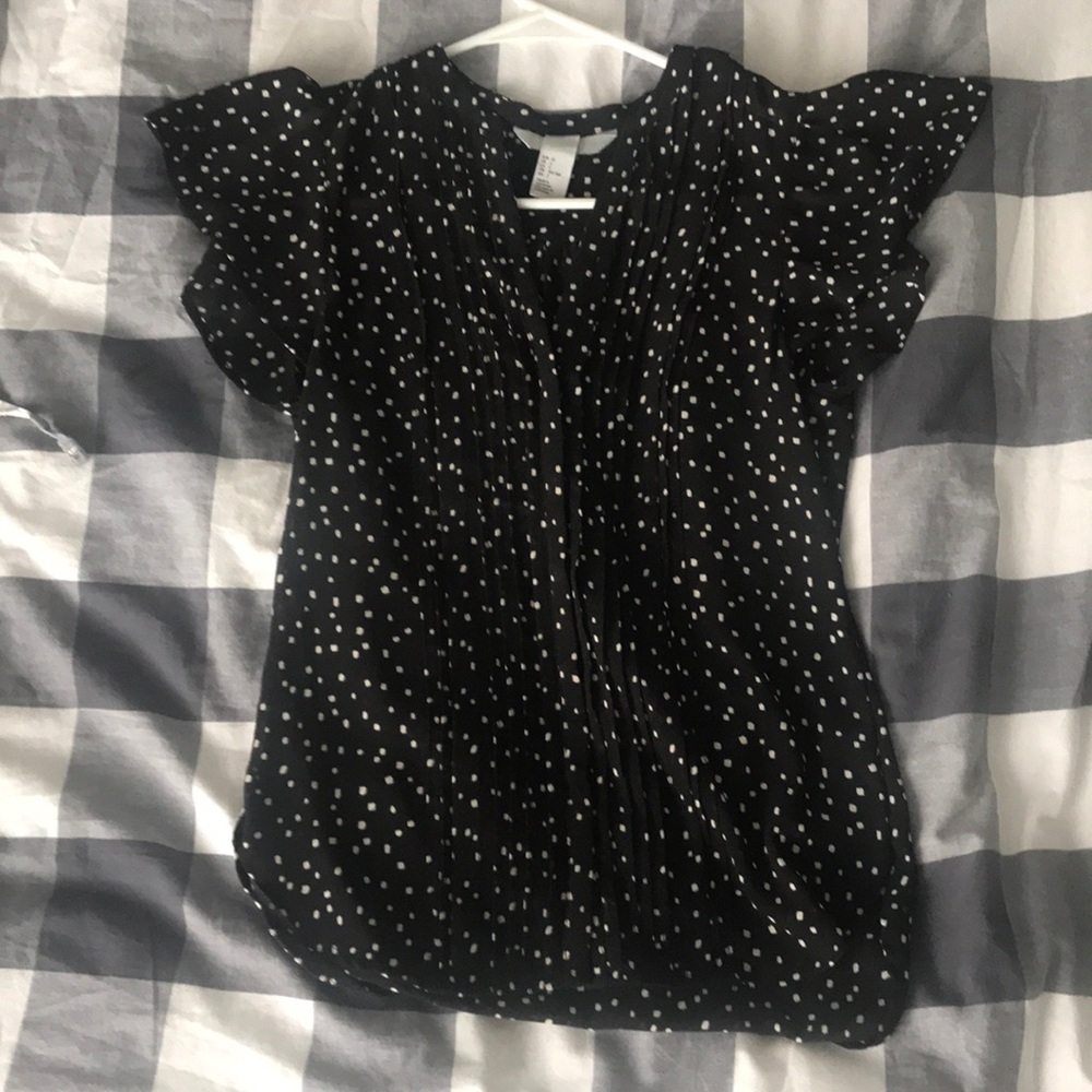 H&M Black Blouse with white confetti print